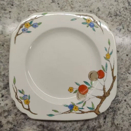 Tuscan China Side Plate Sandwich Plate Plant Design flowers tree blue yellow ora