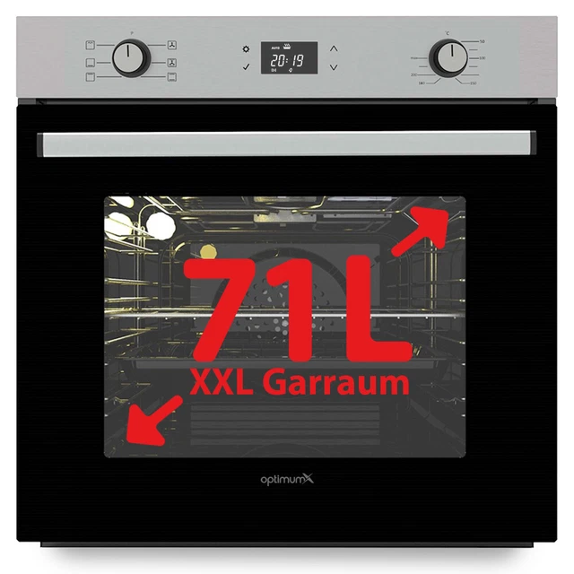 Einbau Backofen Elektro Herd Timer autark Grill Umlut Pizza Ofen 71 L Edelstahl