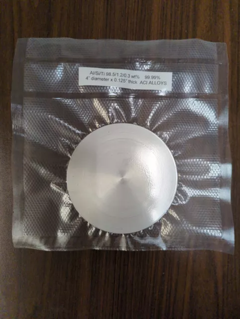 Al/Si/Ti sputter target, 98.5/1.2/0.3 wt%, 99.99% pure, 4" x 0.125"