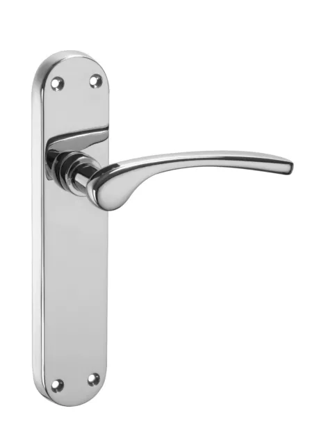 Chrome Door Handles on Backplate in a Polished Chrome Finish