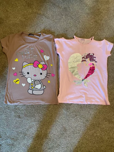 Girls F&F & Hello Kitty T-shirts Bundle Size 11-12 Years Excellent Condition