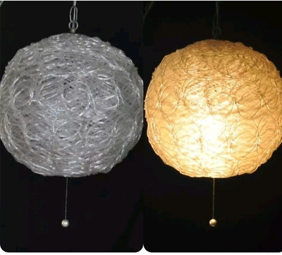 VTG Mid Century Modern Spaghetti Hanging Lamp Swag Light Spun Lucite Globe Chain