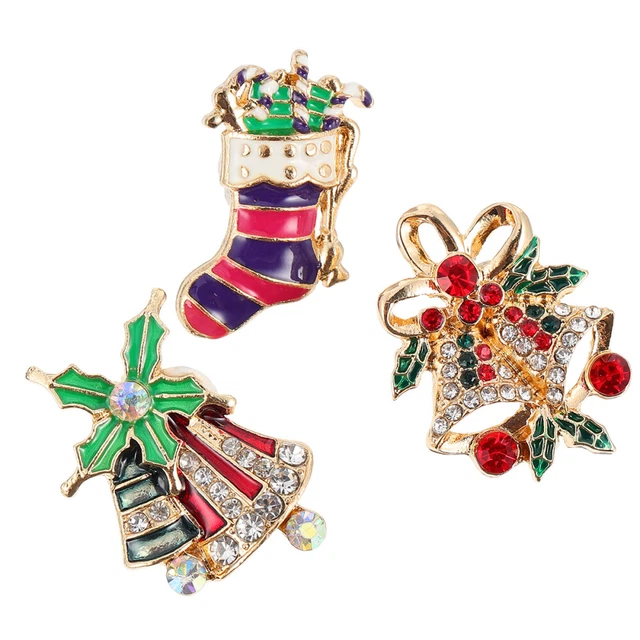 6 Pcs Weihnachtlicher Schlüsselanhänger Weihnachtsknöpfe Kristallanhänger Knopf