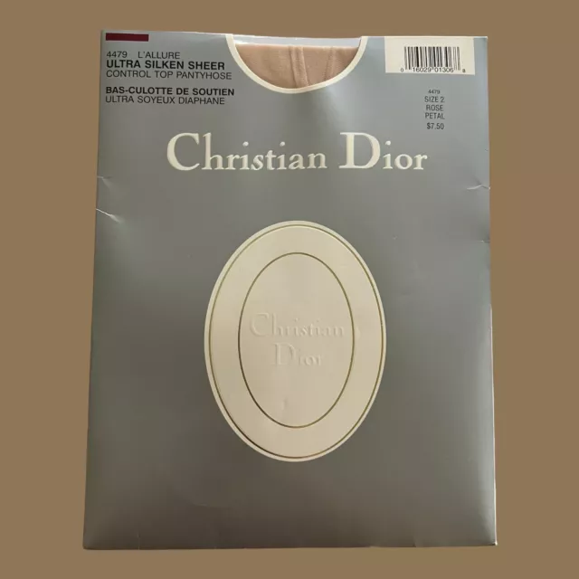 Christian Dior Women's Ultra Silken Sheer Lycra Pantyhose Rose Petal Size 2 4479