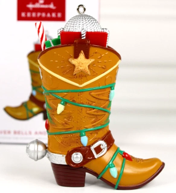 Hallmark Western Cowboy Boot Silver Bells And Silver Spurs Christmas Ornament