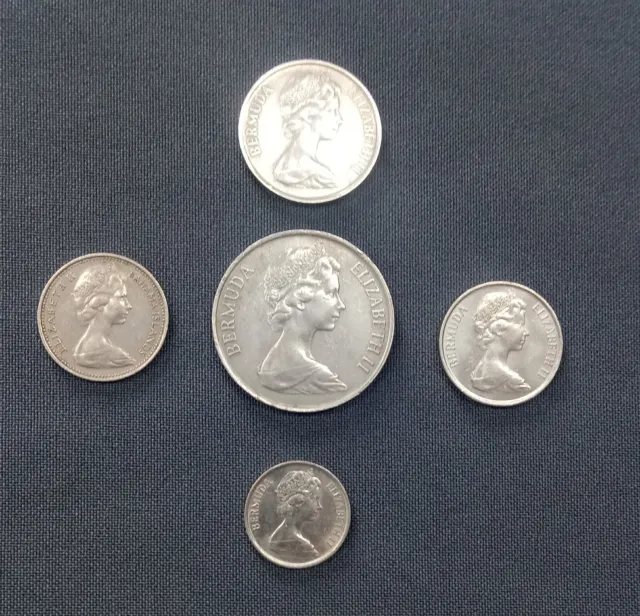 Lot of five Bermuda coins 1969 - 70.