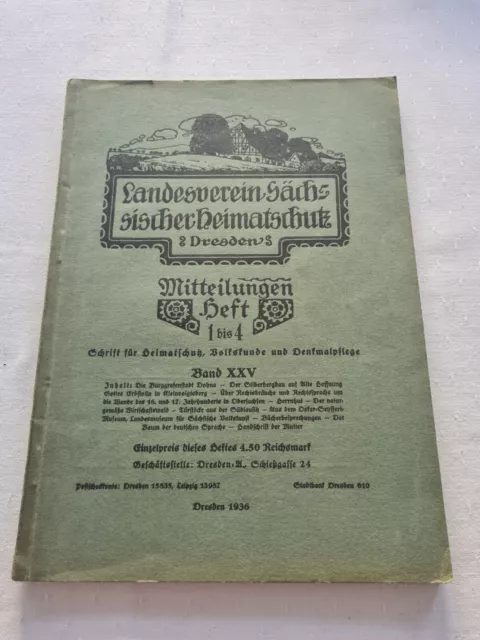 Landesverein sächsischer Heimatschutz Mitteilungen Heft 1 bis 4 Band XXV 1936