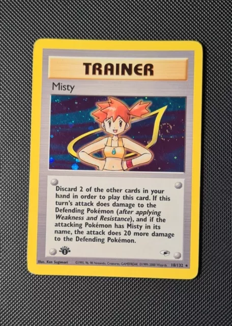 Misty Holo 1. Auflage Fitnessstudio Heroes 18/132 Trainer Pokémonkarte *WIRL*