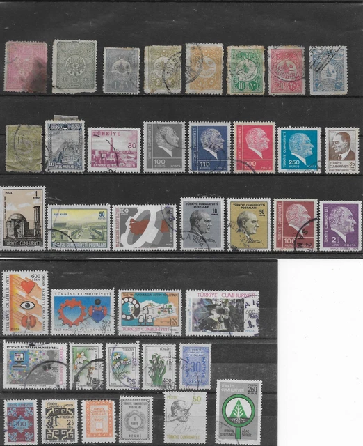 Lot de 38 timbres de Turquie anciens Ataturk