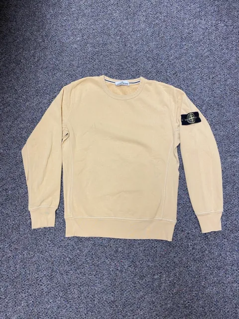 Stone Island Sweatshirt Pale Yellow Men’s Size Large Arm Patch Pullover Crewneck