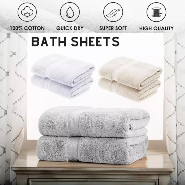 2X Extra Large Jumbo Bath Sheets 100% Premium Egyptian Cotton 600 GSM Soft Towel