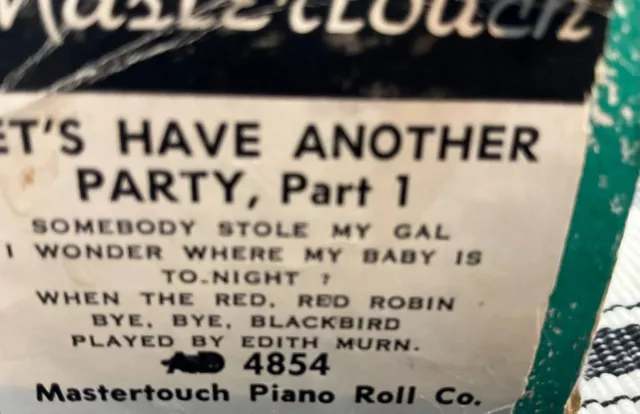Let's Have Another Party  Popular  Pianola  Roll Very Good  Condition Tested