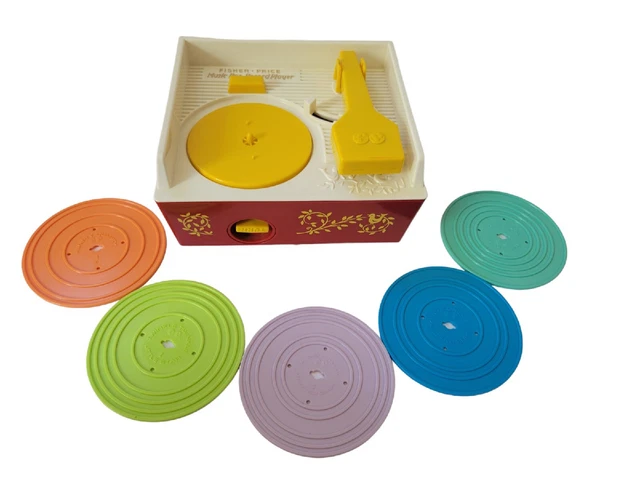 Fisher Price Record Player Music Box with 5 Records Fully Functional