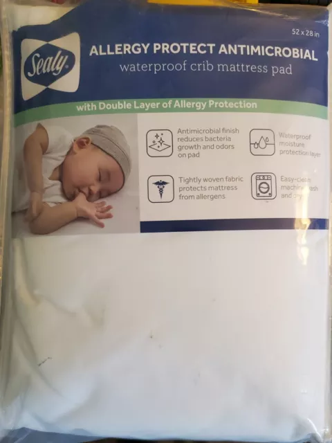 Sealy Allergy Protect Antimicrobial Waterproof Crib Mattress Pad