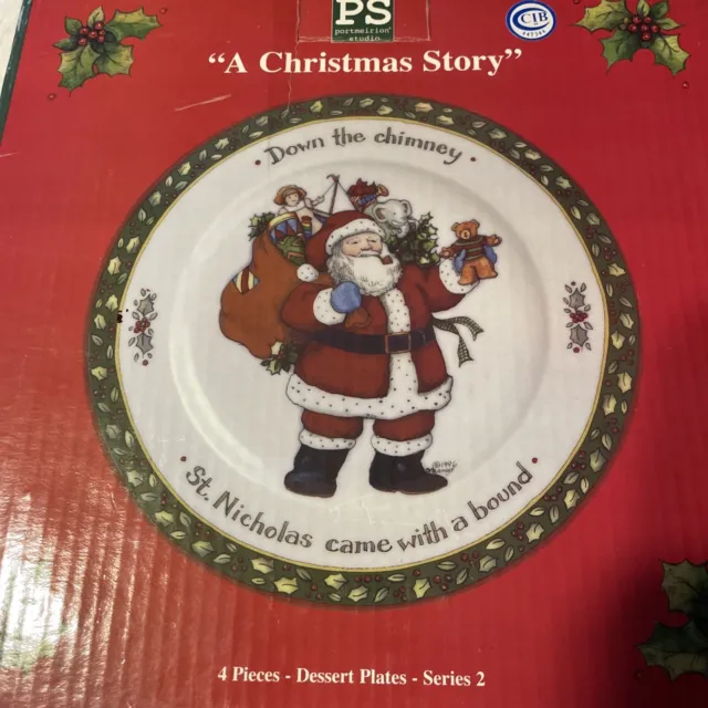 Portmerion Studio “A Christmas Story” Series 2 Dessert Plates Set Of Four (4) 8”