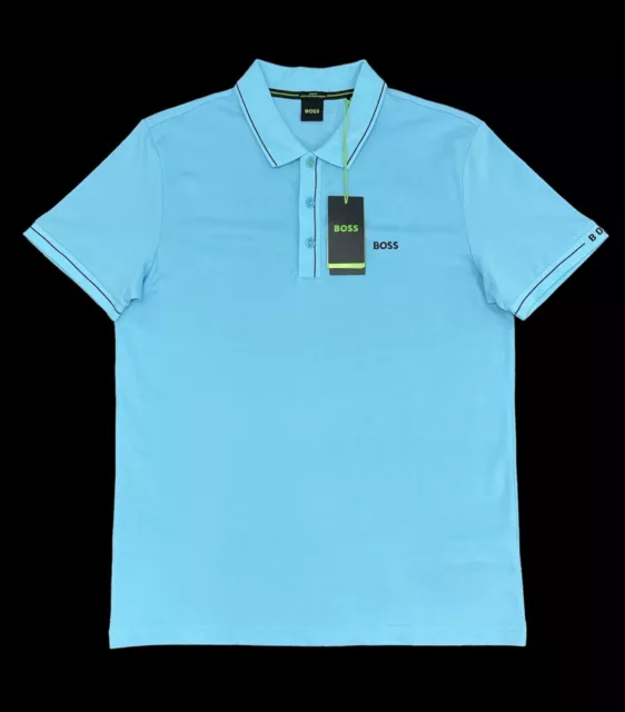 Hugo Boss Men's Slim Fit Paule Polo Shirt Moisture Manager in Light Blue