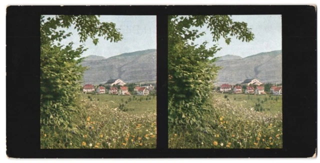 Stereo-Fotografie Fotograf unbekannt, Ansicht Oberammergau, Gesamtansicht mit S