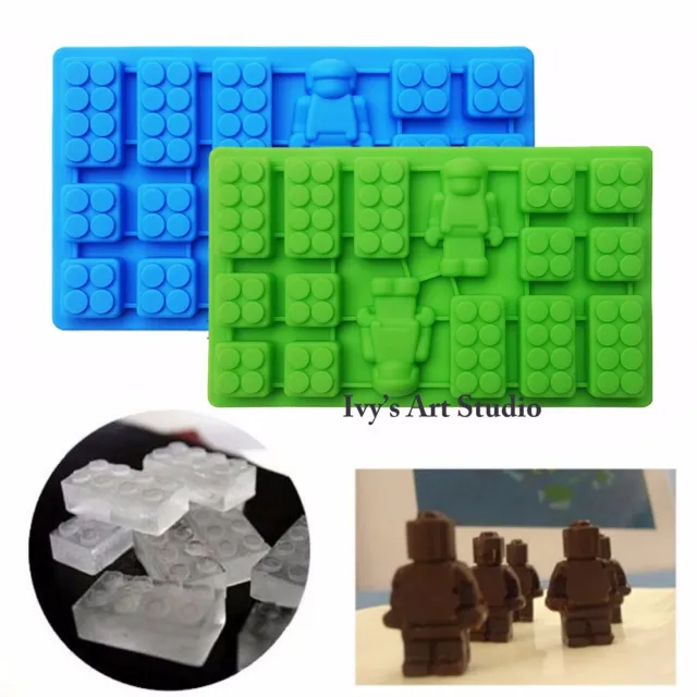 Brick & Mini-figure Man Lego Type Silicone Mould Chocolate Cake Ice Cube Tray
