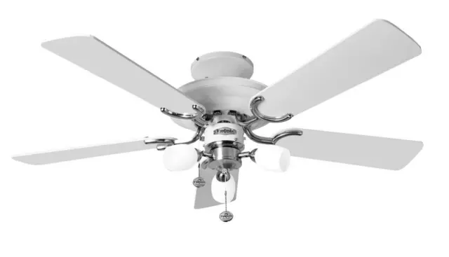 Fantasia Mayfair 42in Ceiling Fan & Light Stainless Steel - White Blades 110009