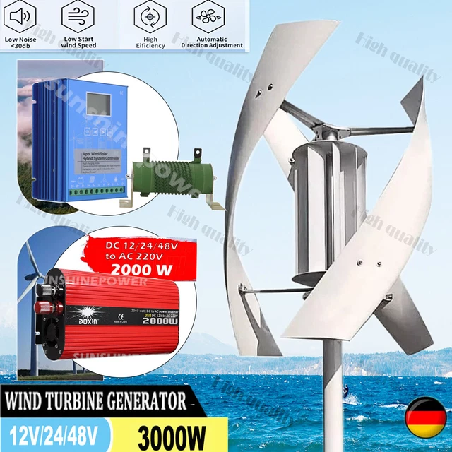 3000W 12V 24V 48V Vertical Axis Wind Turbine Generator Inverter ...