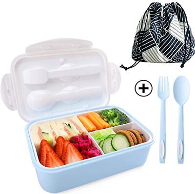 Forchetta e Cucchiaio Sinwind Lunch Box Beige Bento Box con 3 Scomparti e Posate per Microonde e Lavastoviglie/Approvato dalla FDA/No BPA. Porta Pranzo 