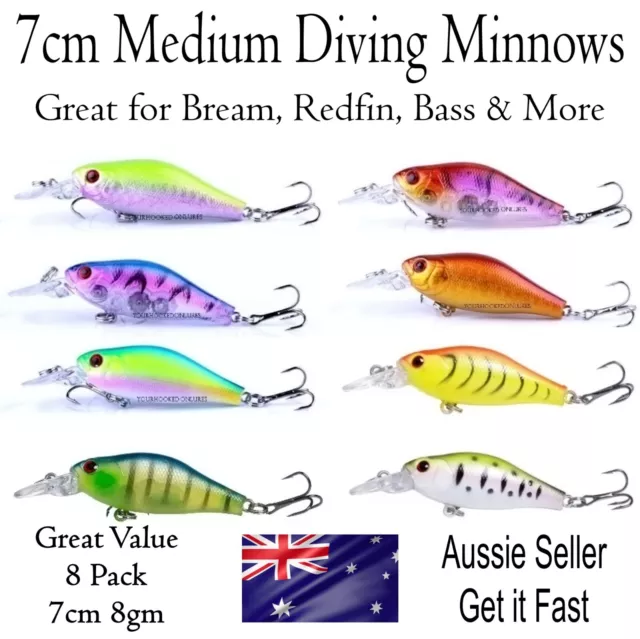 8 REDFIN & Bream Freshwater Fishing Lures, Flathead, Bass, Trout, Cod Perch  No2 $13.95 - PicClick AU