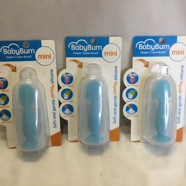 3 PK Baby Bum Brush Diaper Rash Cream Applicator Mini with Travel Case