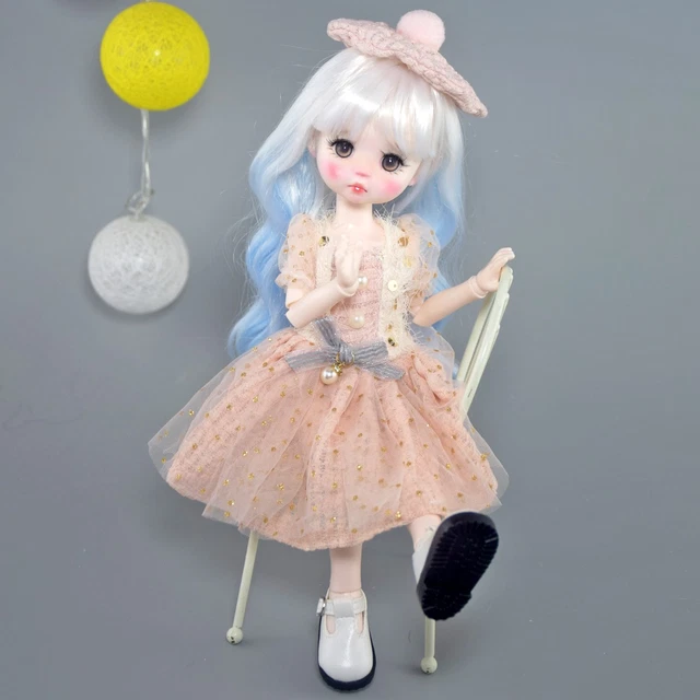 Poupée BJD 1/6 Avec Perruque Blonde, Yeux Bleus, Robe & Chaussures