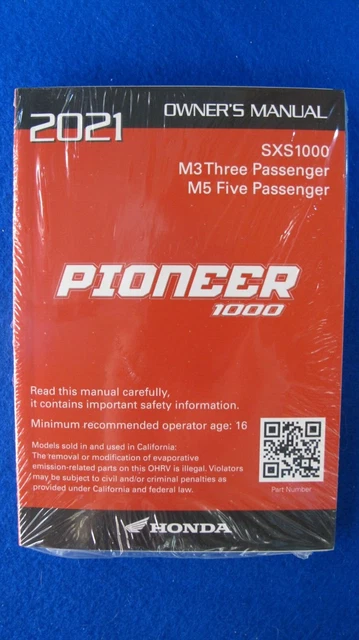 Honda 2021  Pioneer SXS1000 M3 M5 Original Owners Manual  NEW F455