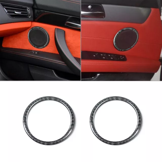 2Pcs Carbon Fiber Interior Door Speaker Cover Trim For BMW Z4 E89 2009-2016