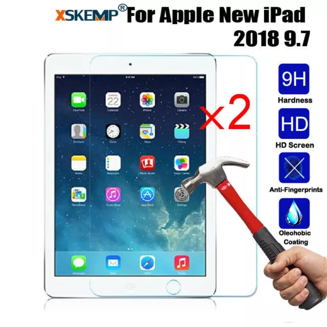 2X Tempered Glass For Apple iPad 6th 5th Gen 9.7 in HD Screen Protector Shield