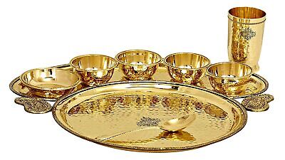Indian Dinnerware Brass Traditional Dinner Service Sets Of Thali Plate 8 Pieces