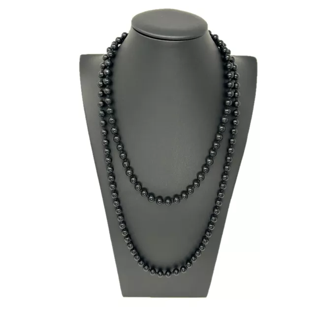 Collier Long Nacre Perle Mode Femme Modèle Classique Élégant Noir