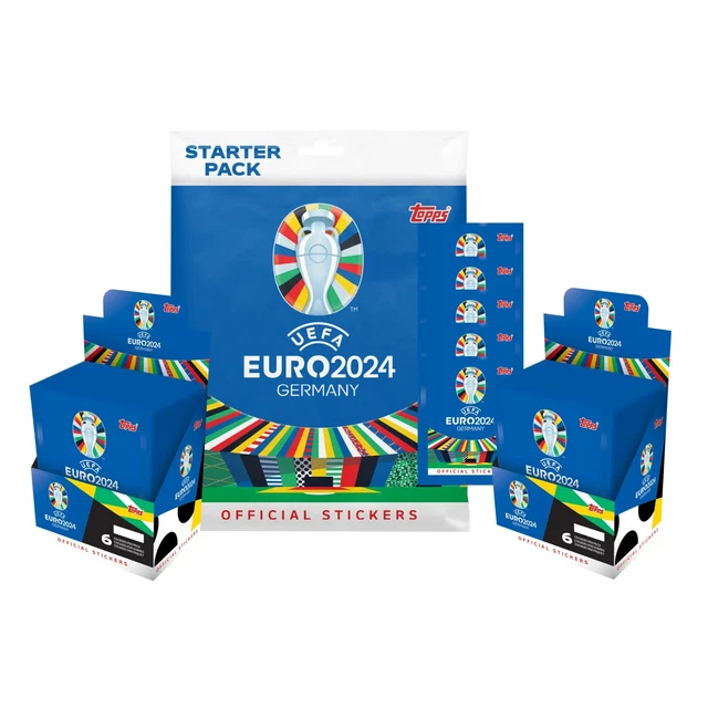 2024 TOPPS UEFA Euro Cup Stickers 2 Bundle 100 Packs+Mega Starter Pack