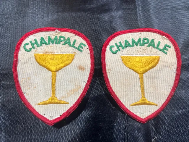 VINTAGE CHAMPALE ALE BEER PATCH UNUSED FREE SHIPPING 3 X 3.75” Set Of 2
