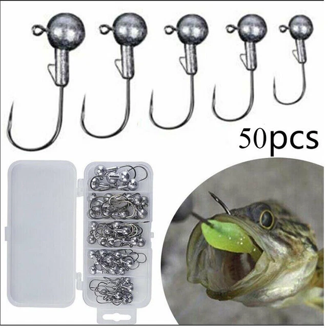 50 Stuck Jigkopf Zander rund Jighead Set Hecht Jigköpfe Rundkopf Jighaken Jigs