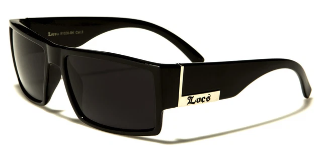 lunette de soleil LOCS noire gravure locs en doré style biker gangsta