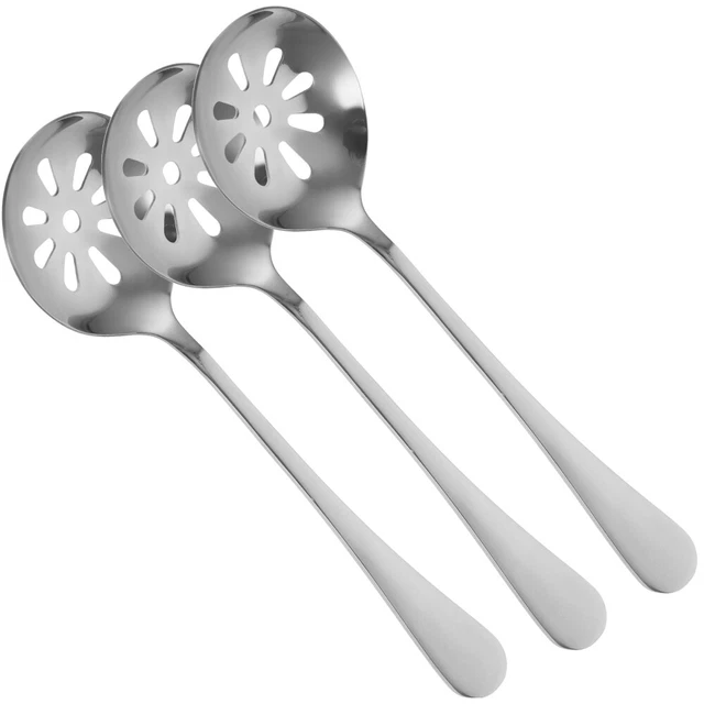 Chef Craft 12-inch Heavy Duty Stainless Steel Slotted Serving Spoon With Black Plastic Handle