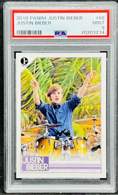 Justin Bieber 2010 Panini First Print Rookie #66 The Early Show Miami PSA 9