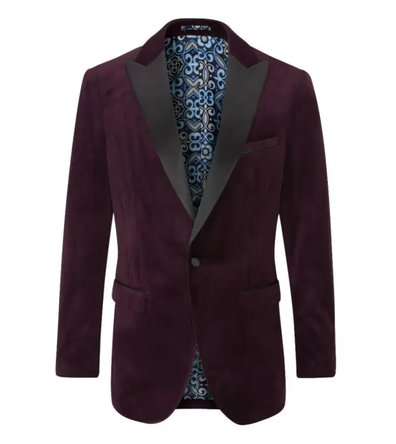 Skopes Men's Tailored Fit Velvet Sports Jacket Blazer in Plum Size 52 to 62