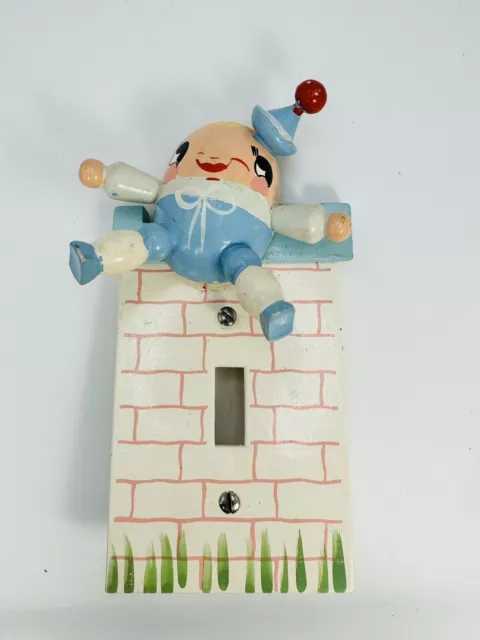 Vintage originals by IRMI painted wood Humpty Dumpty doll switch plate cover