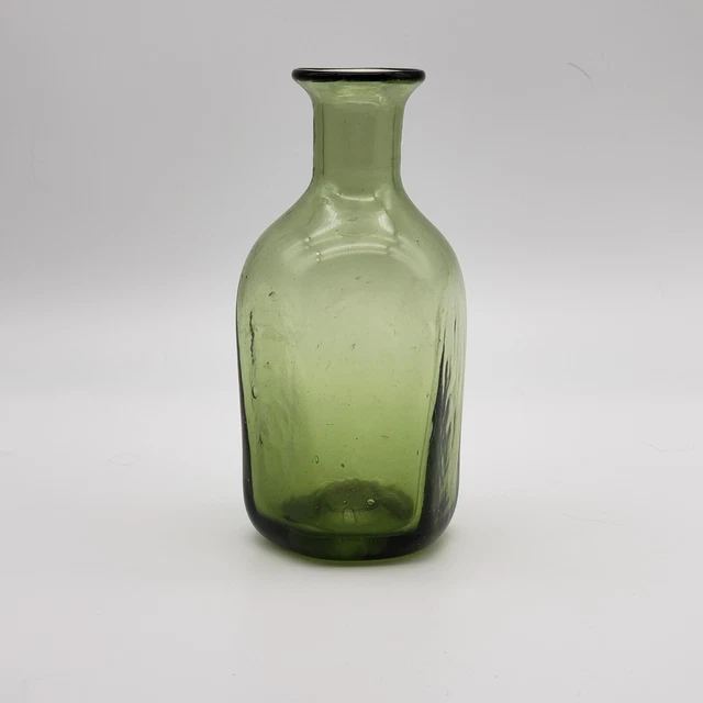 Reproduction Jamestown 17th Century Hand-blown Green Glass Bottle Octagonal