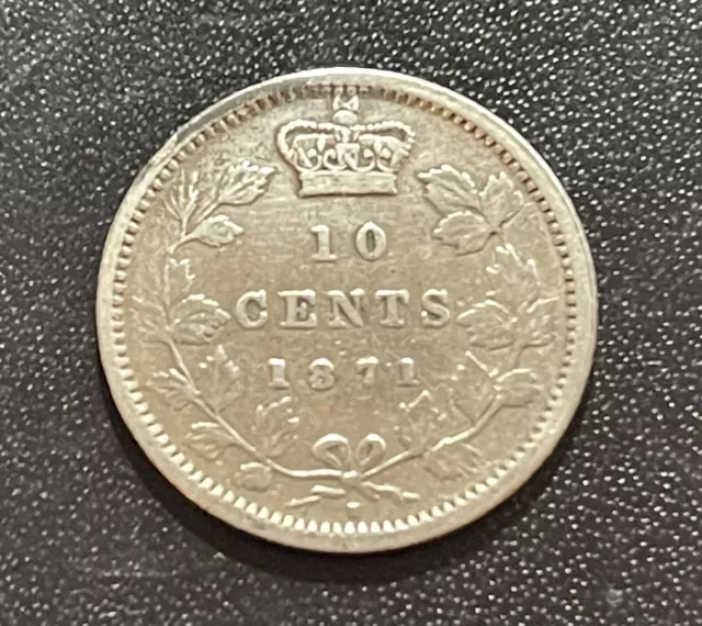 Canada 1871H 10 Cents Silver Coin