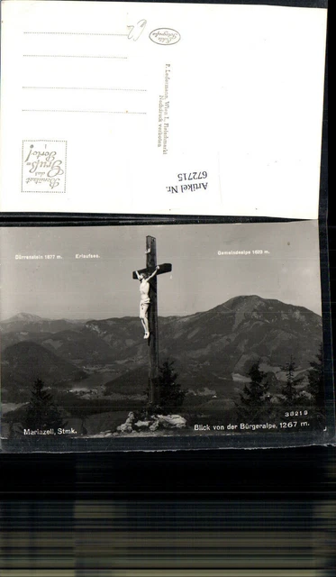 672715,Foto Ak Mariazell Blick v. d. Bürgeralpe Kreuz
