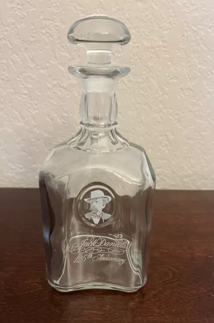 Vintage Jack Daniels 125th Anniversary Etched Decanter, Empty - 1991