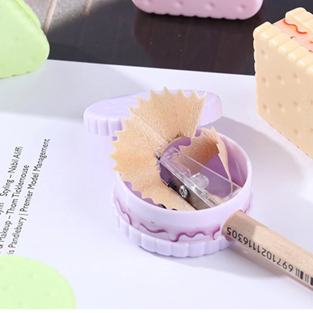 4pcs Biscuit Bleistiftspitzer School Stationery Single Loch Bleistiftspitz-DB