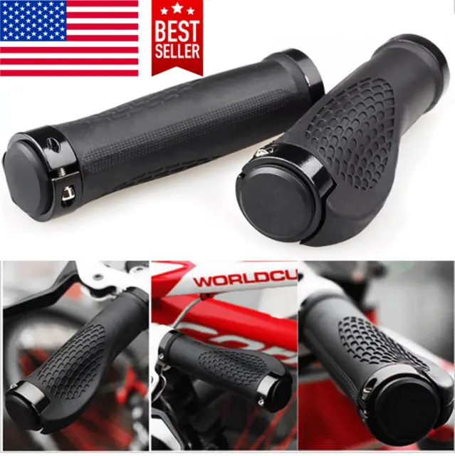 Bike Grips Rubber Mountain Bicycle MTB Handlebar Ergonomic Cycling Lock On TPR