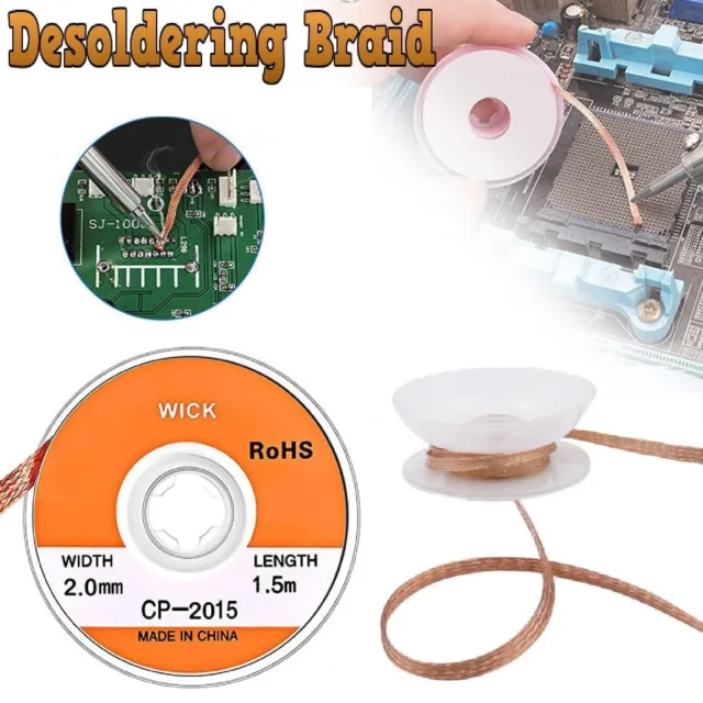 Desoldering Braid Solder Remover Wick Copper Spool Wire 1.5M Useful Tools Au