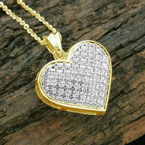 2Ct Round Cut Moissanite Women's Heart Pendant 14K Yellow Gold Over Free Chain