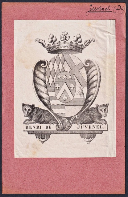 Exlibris für Pierre-Andre-Hilarion de Gantes (1760-1836) / Provence / Officier Marine Seigneur